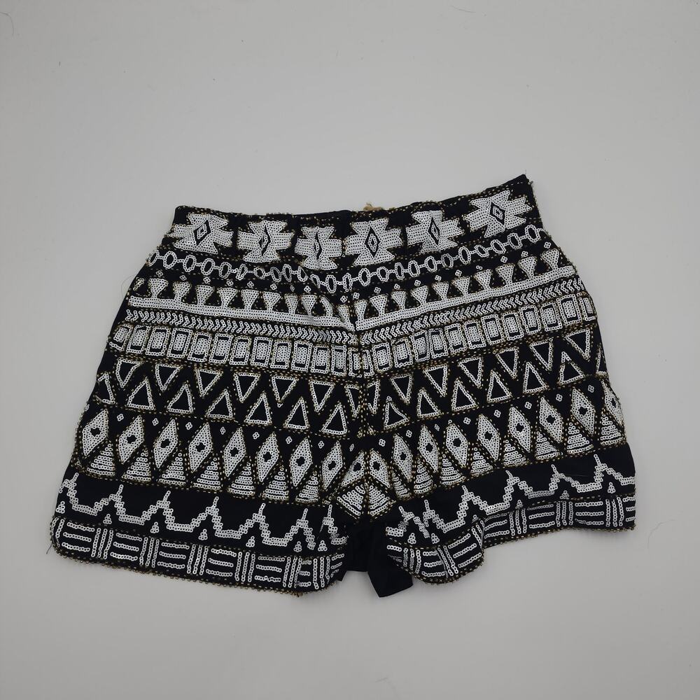RAGA Aztec Print Black and White Shorts Sequin Size 26